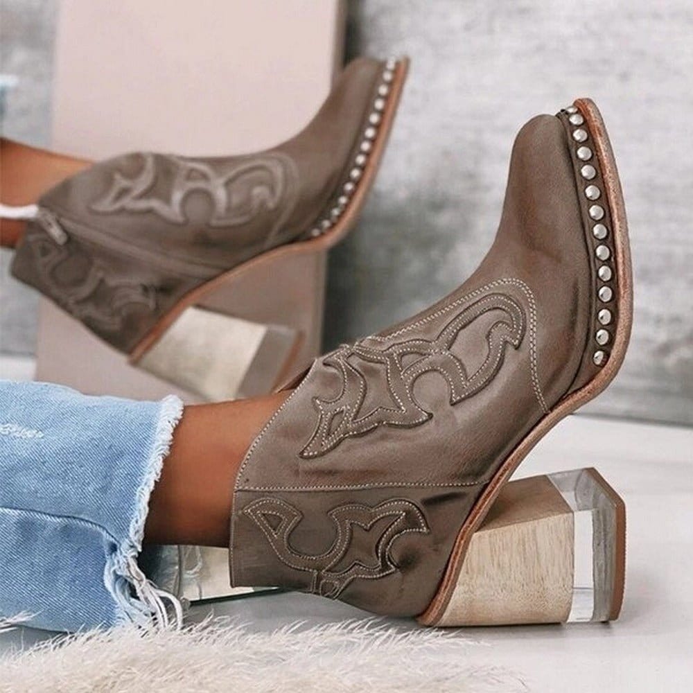 Women's Leather-Look Western Boots – Taupe