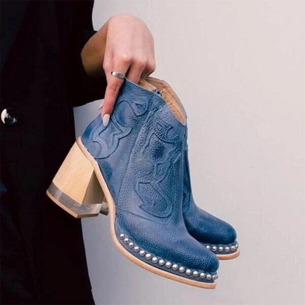 Women's Leather-Look Western Boots – Blue