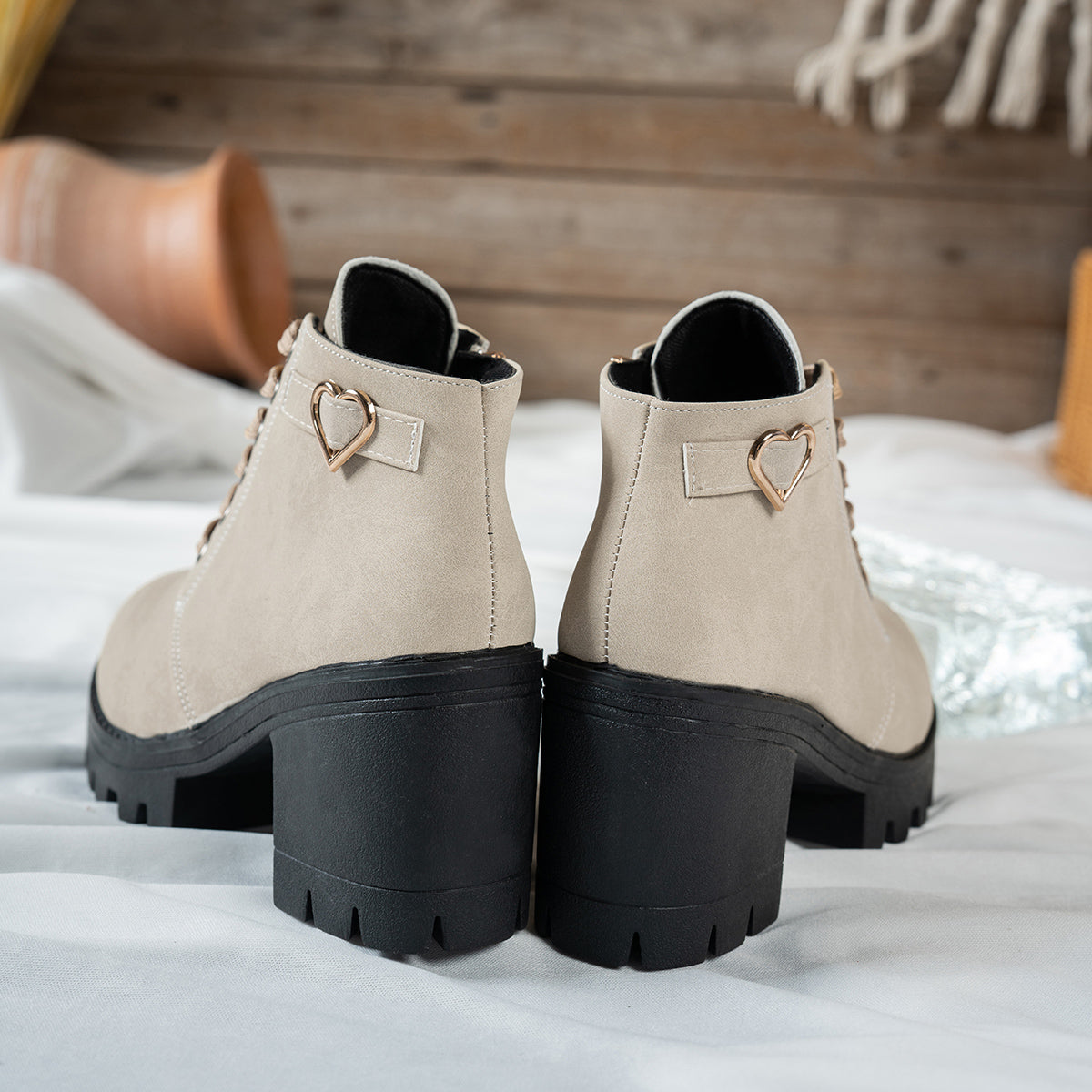 Women's Tie-Front Booties with Block Heel – view 1