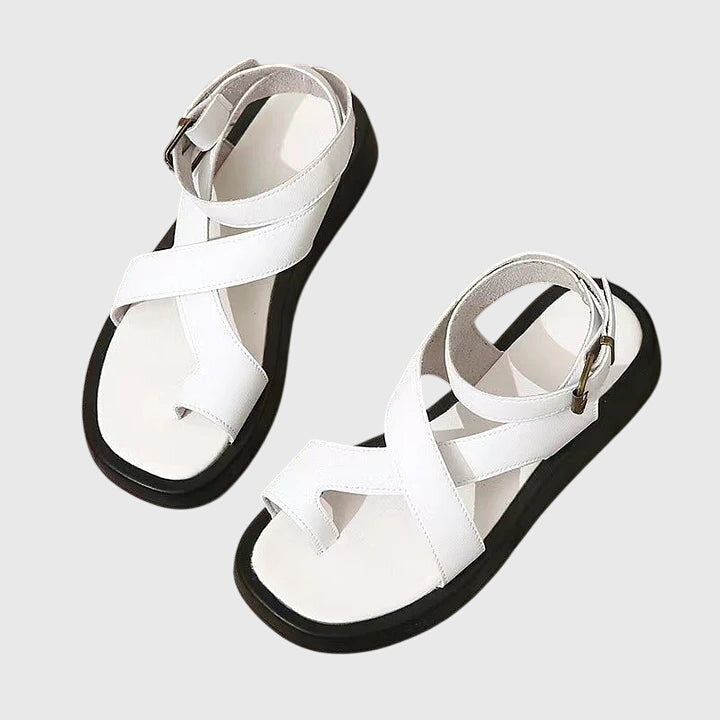 Women's Gladiator Support Sandals with Adjustable Straps – White