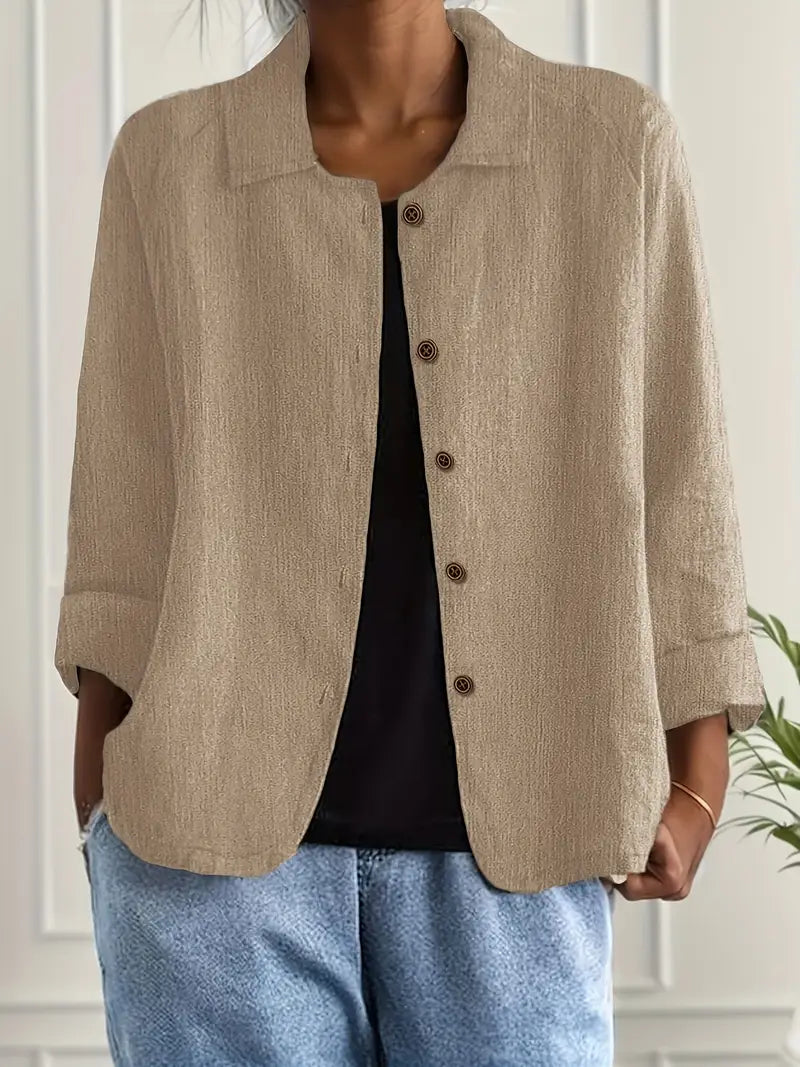 Women's Light-Weight Button Front Jacket – Khaki