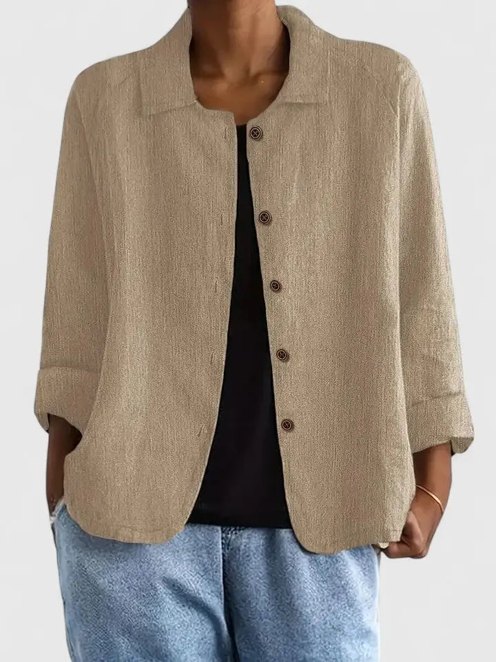 Women's Button-Front Cotton Shirt Jacket – Khaki