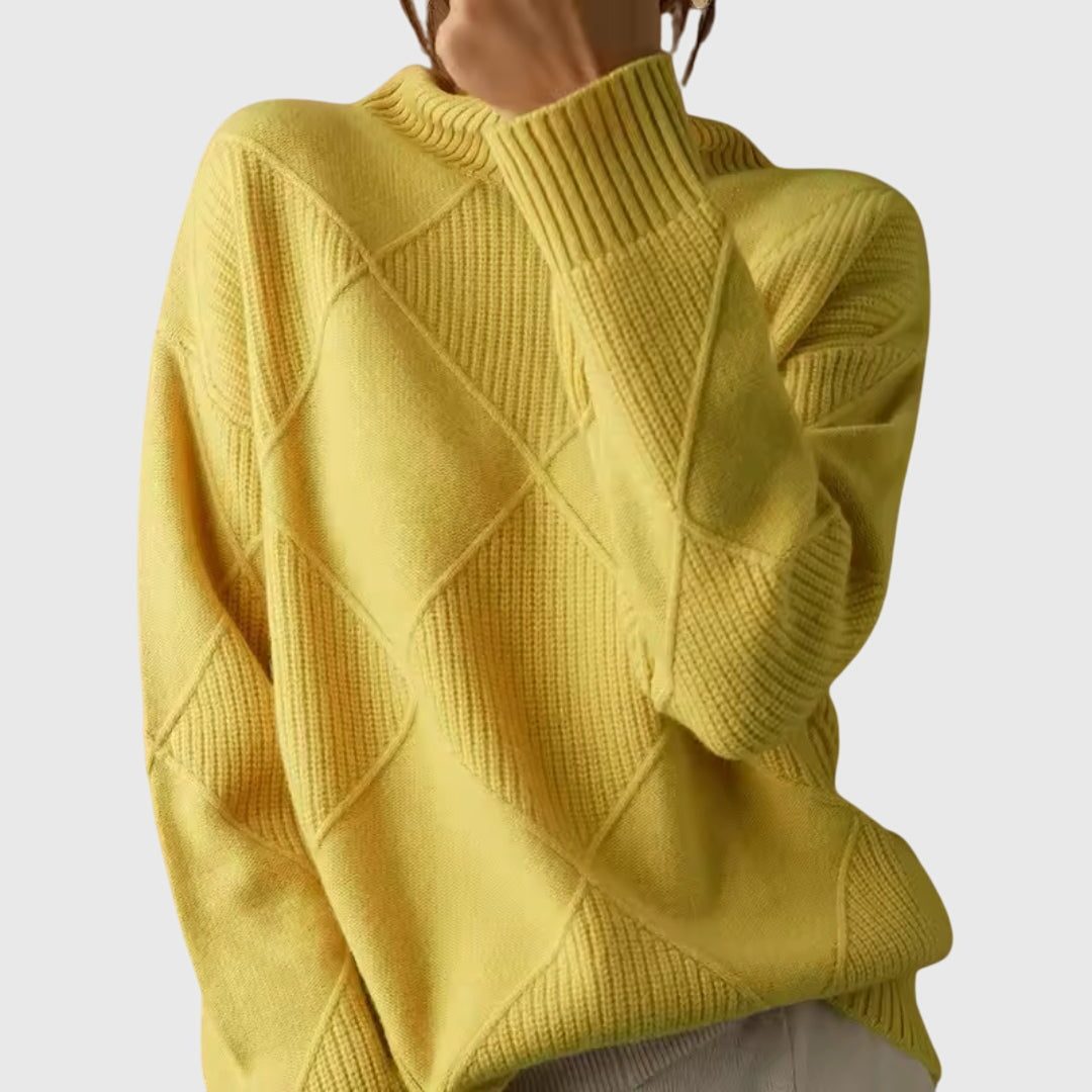 Women's Rib-Knit Roll-Neck Pullover – Yellow