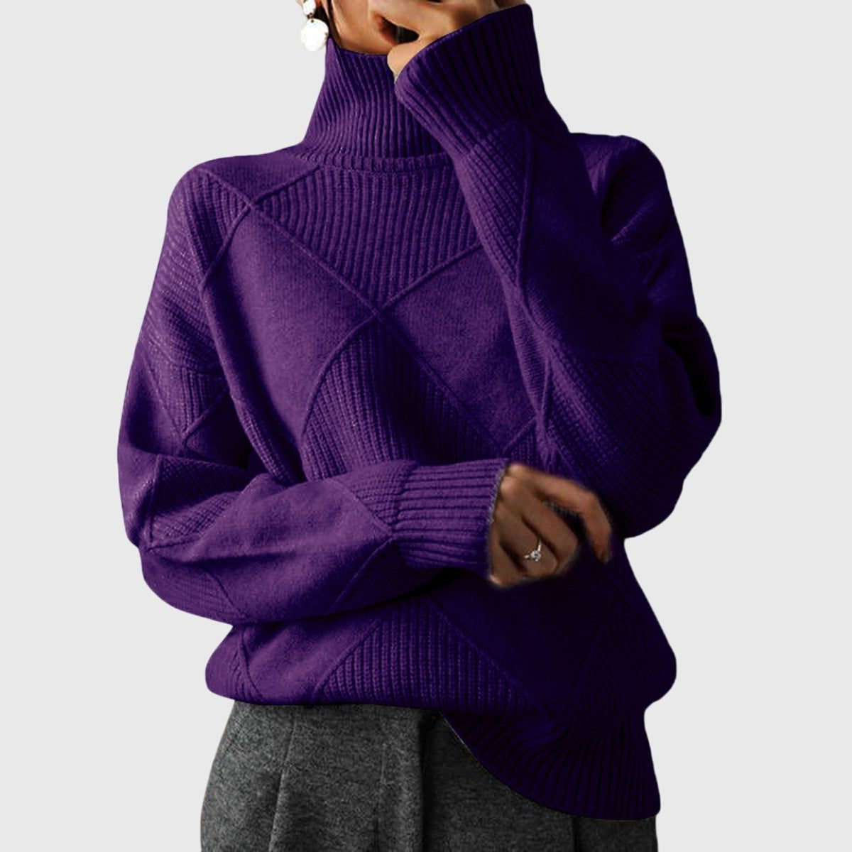 Women's Rib-Knit Roll-Neck Pullover – view 7
