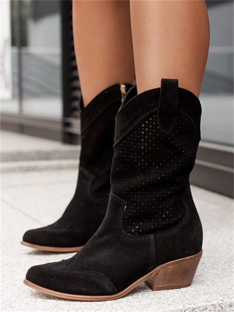 Women's Western Support Cowboy Boots – Black