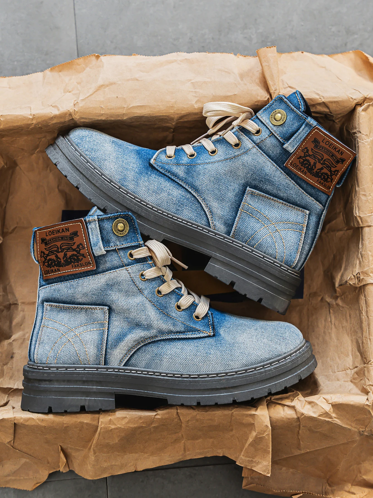 Men's Denim-Style Laced Boots – view 1