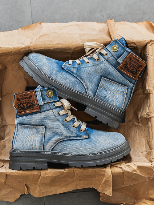 Men's Denim-Style Laced Boots – view 1