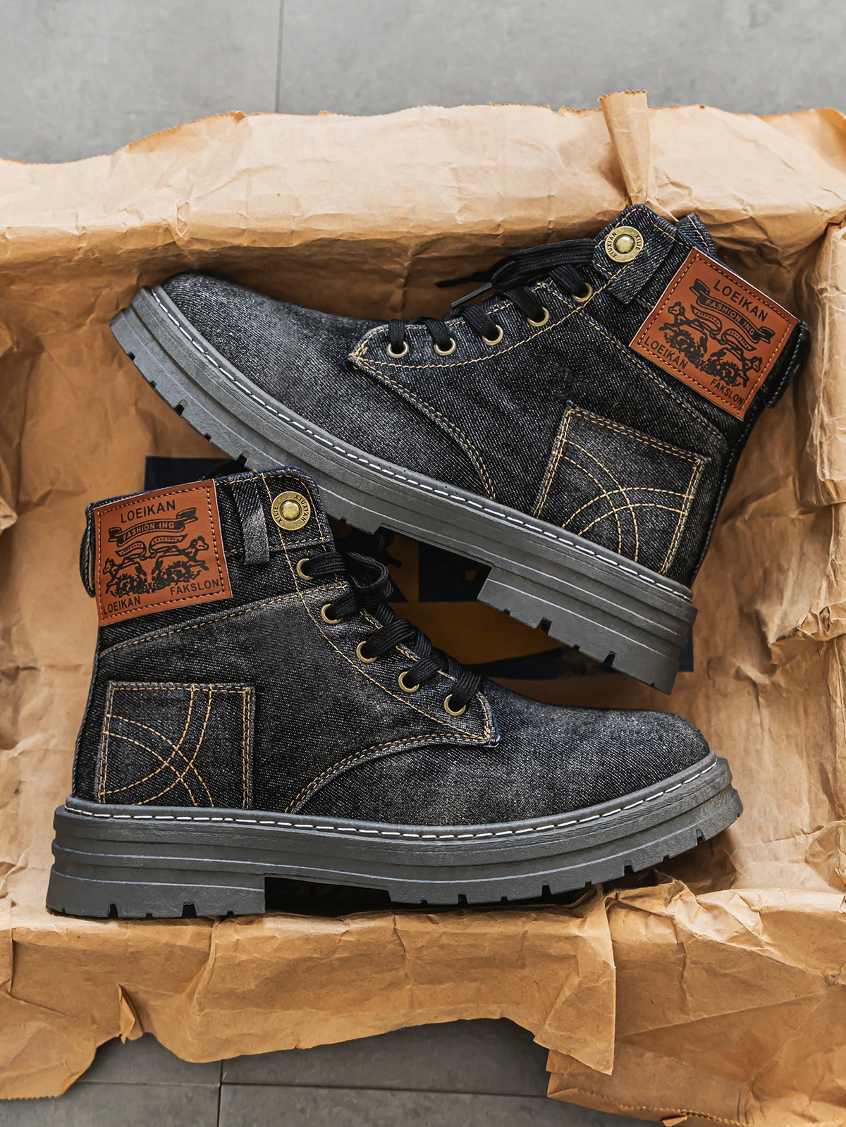 Men's Denim-Style Laced Boots – view 2