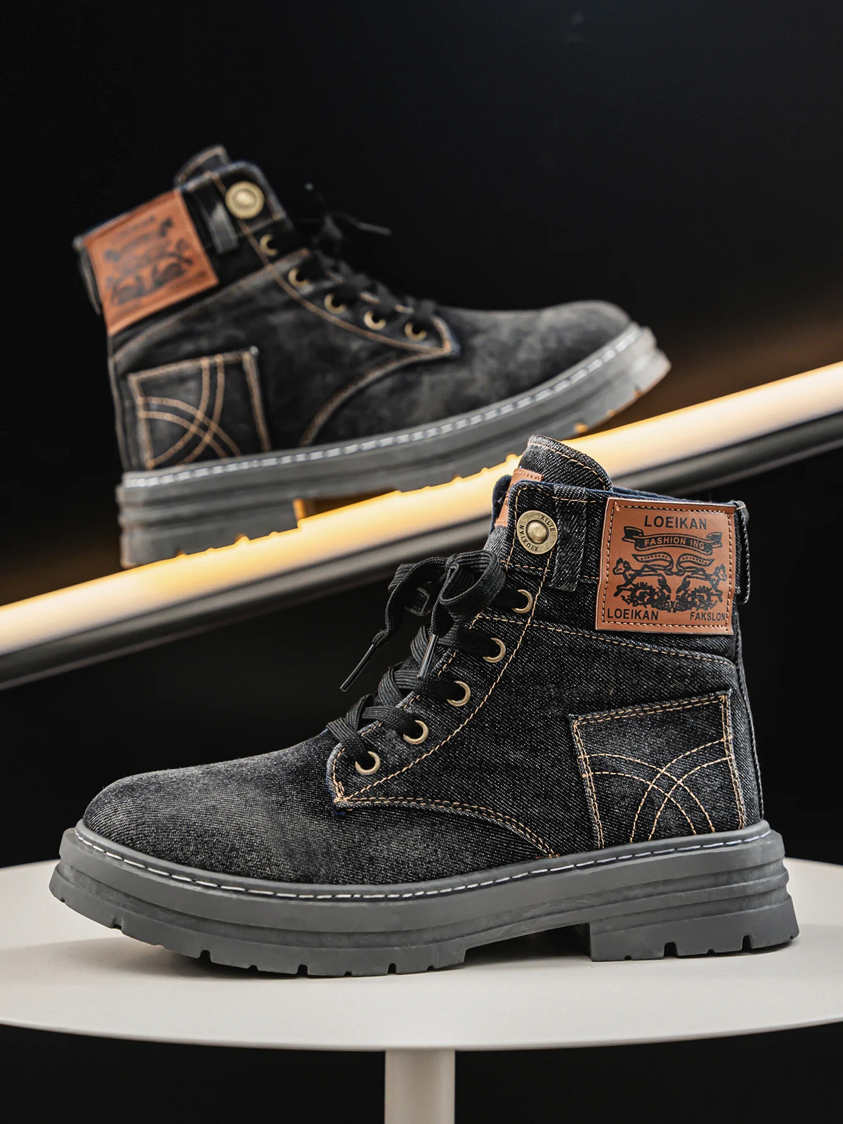 Men's Denim-Style Laced Boots – view 5