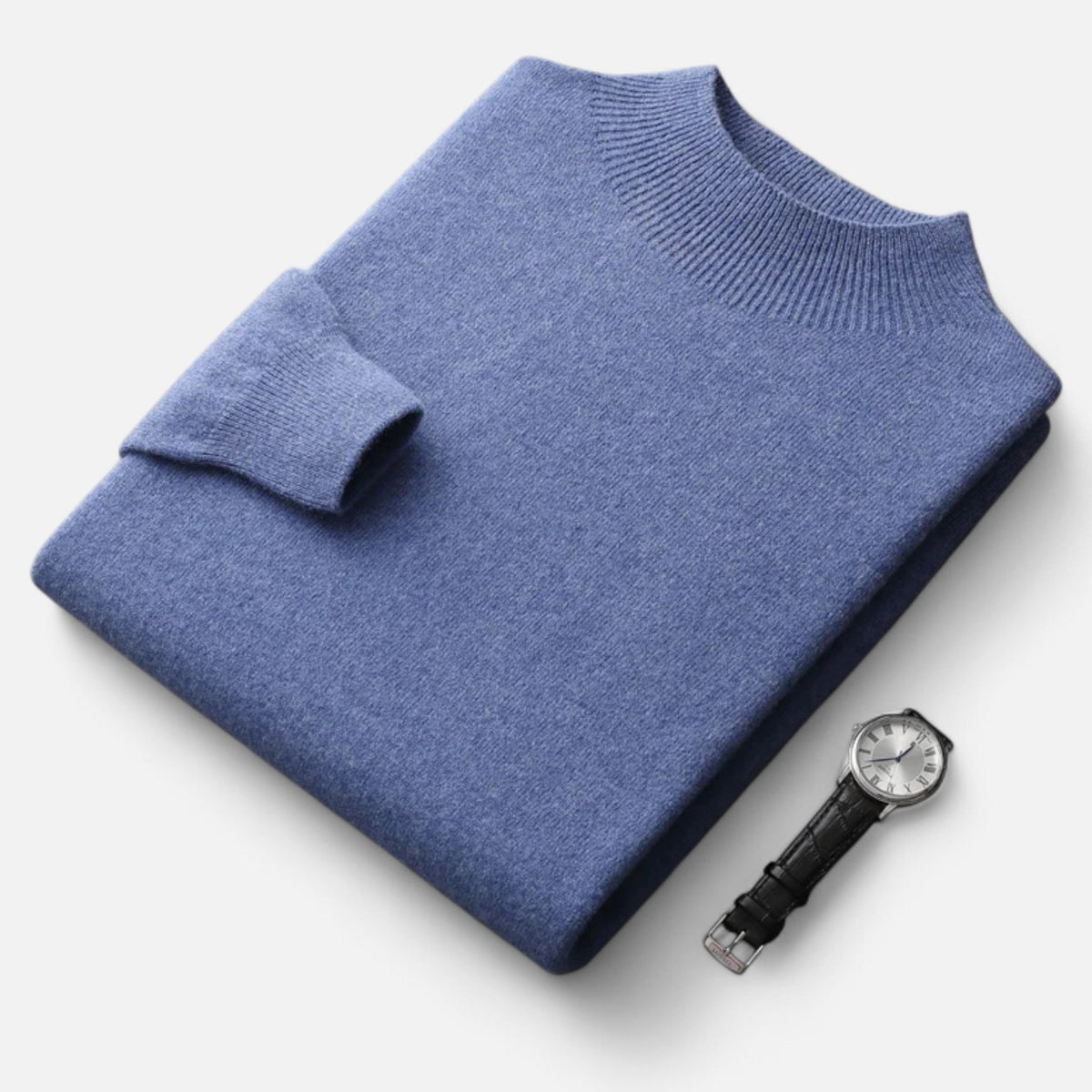 Men's Wool Half-Turtleneck Pullover – Blue