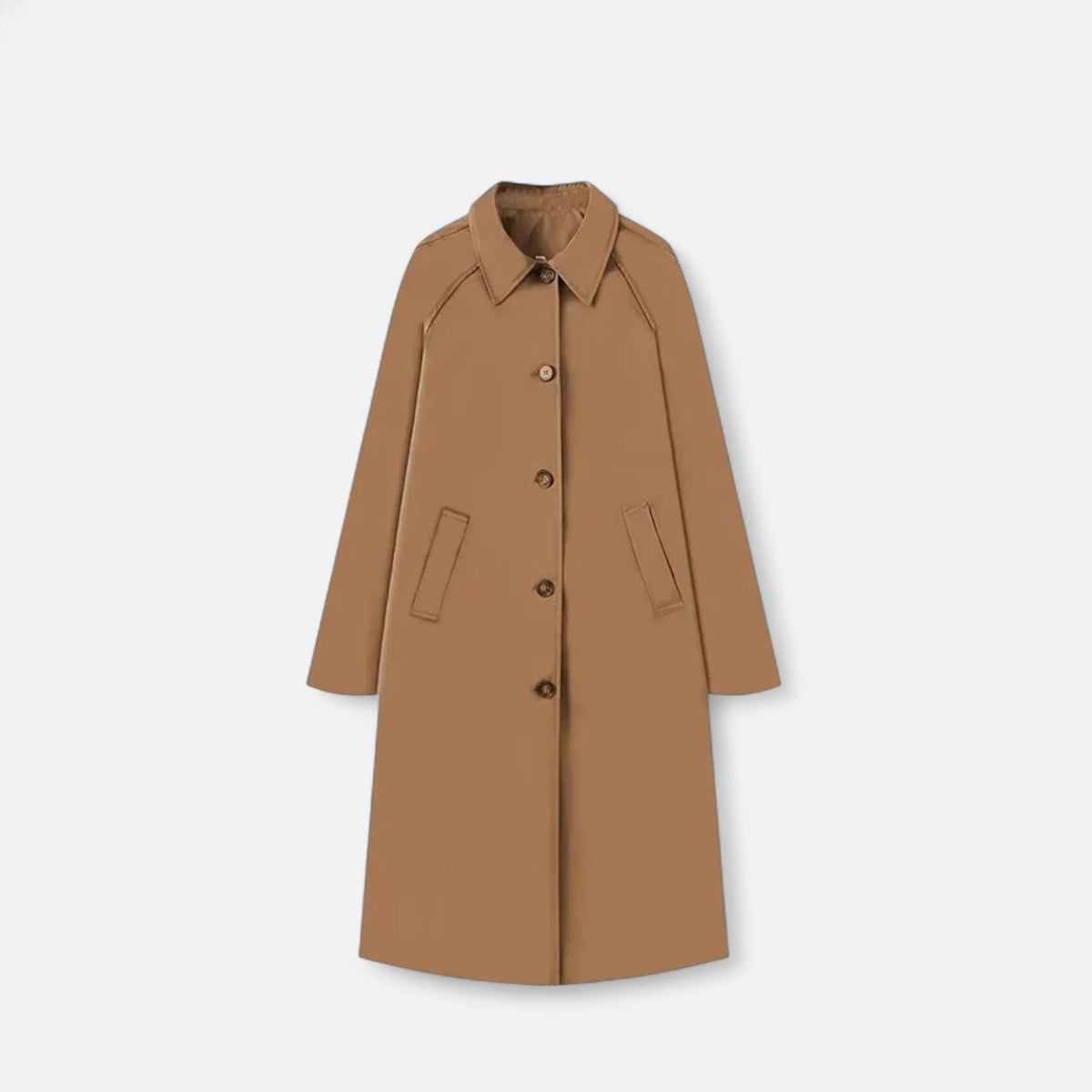 Women's Long Single-Breast Retro Trench Coat – Brown