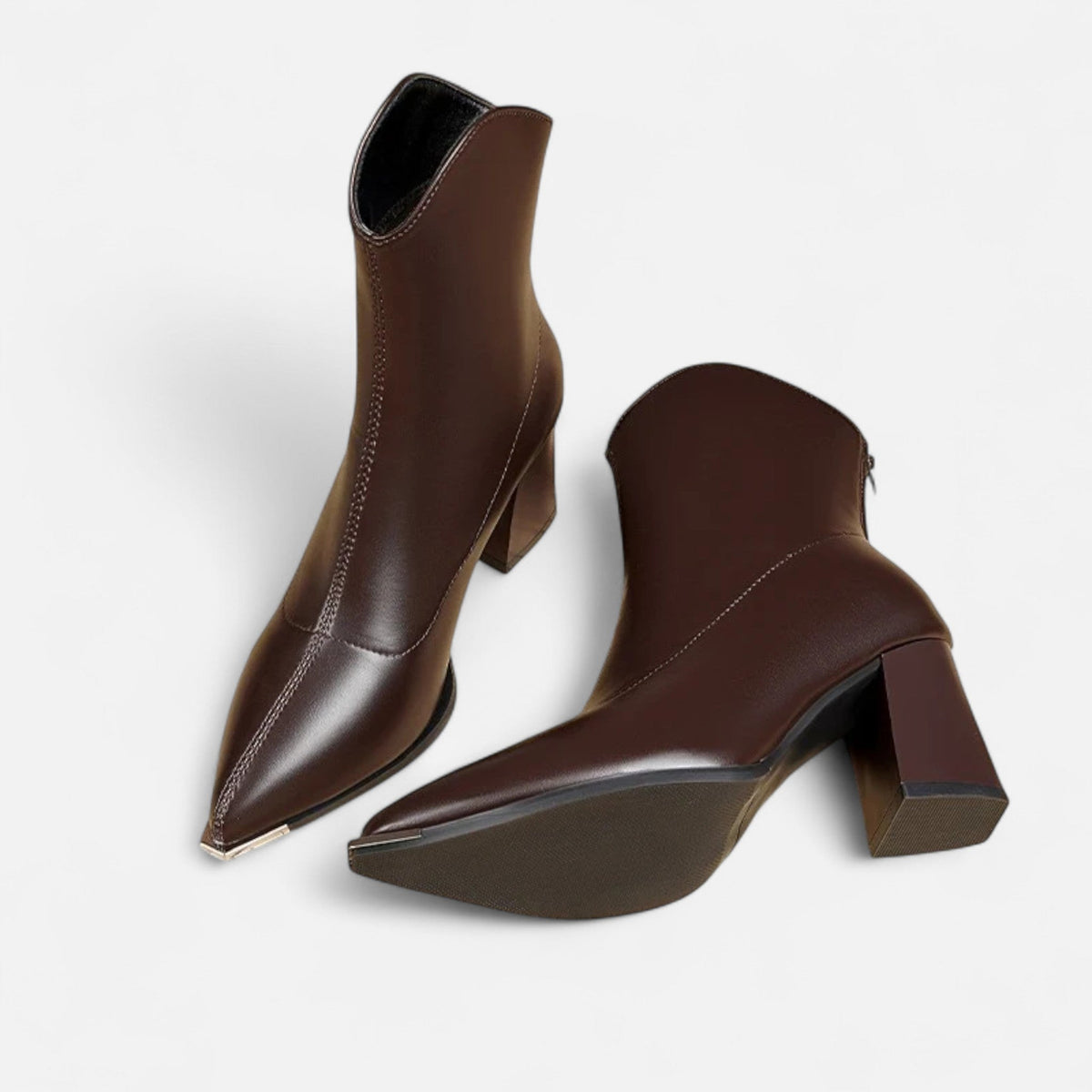 Women's Pointed-Toe Leather Chelsea Boots for Evening Wear – Coffee