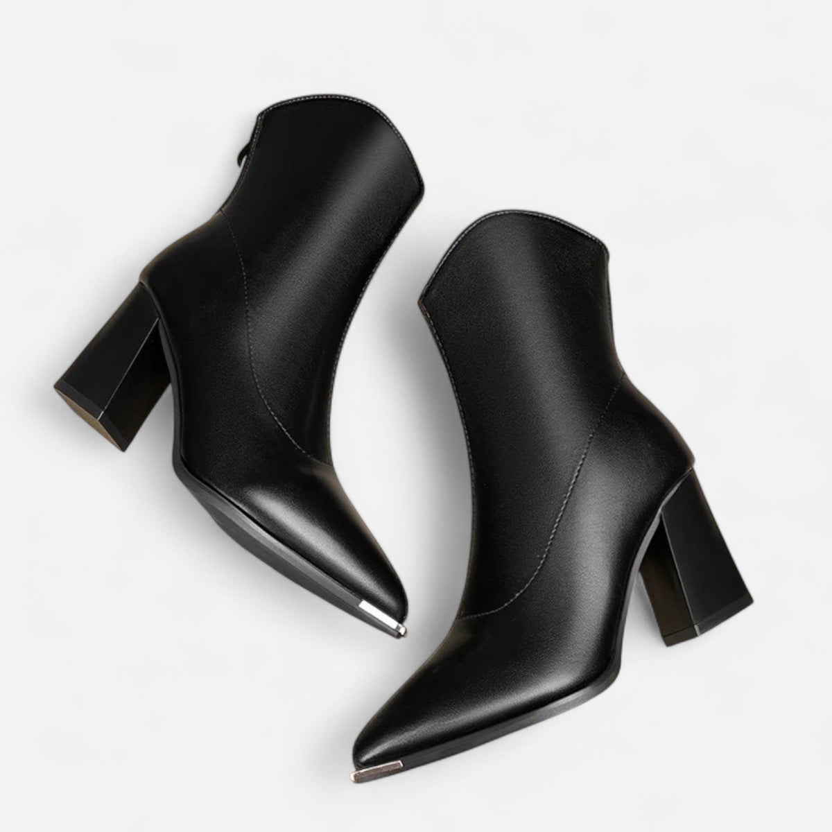 Women's Pointed-Toe Leather Chelsea Boots for Evening Wear – Black