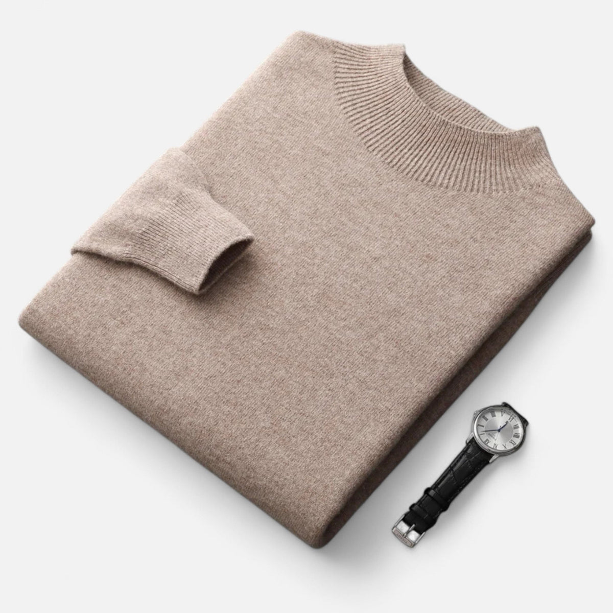 Men's Wool Half-Turtleneck Pullover – Khaki