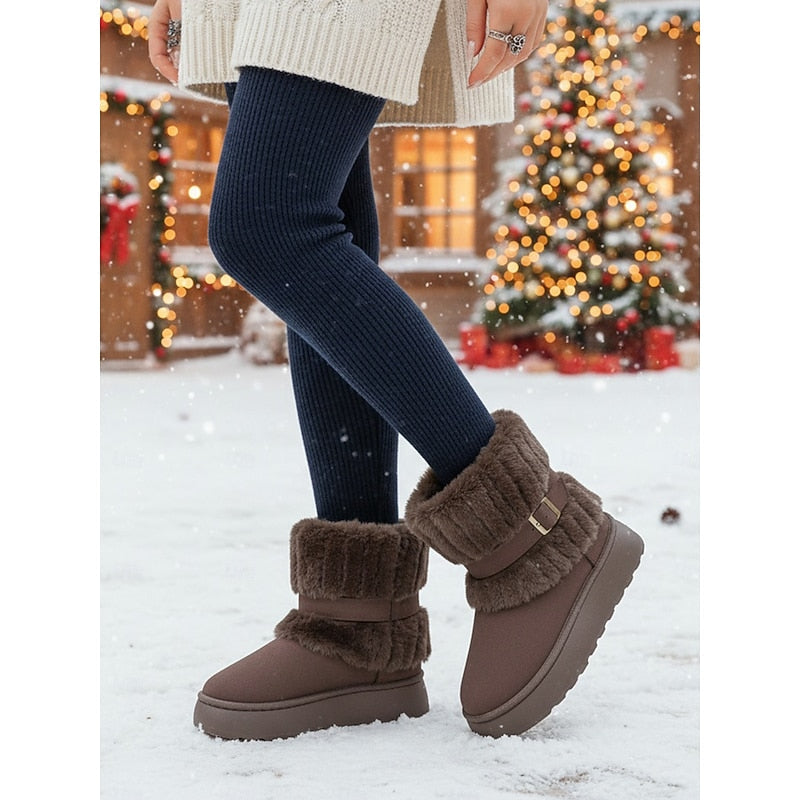 Women's Fur-Trimmed Booties – Coffee