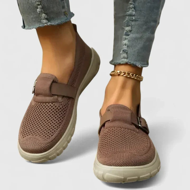 Women's Adjustable Strap Support Loafers – Brown