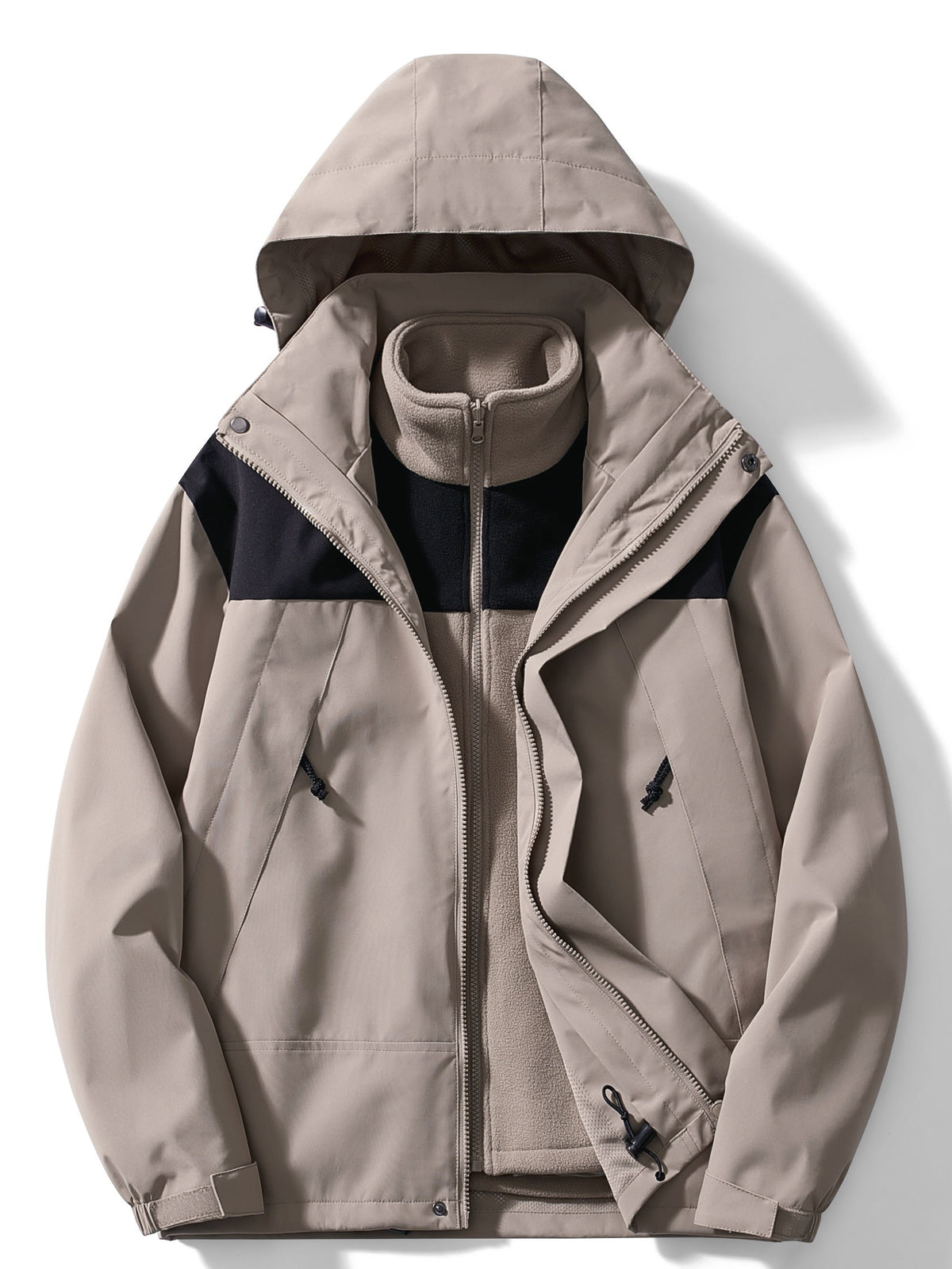 Men's 3-In-1 Hood-Detail Jacket with Removable Inner Layer – Taupe