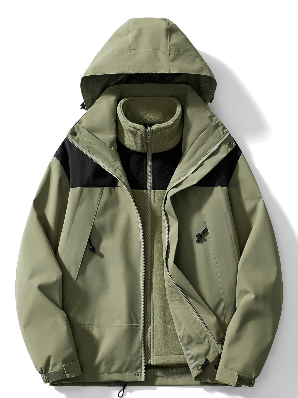 Men's 3-In-1 Hood-Detail Jacket with Removable Inner Layer – Sage Green