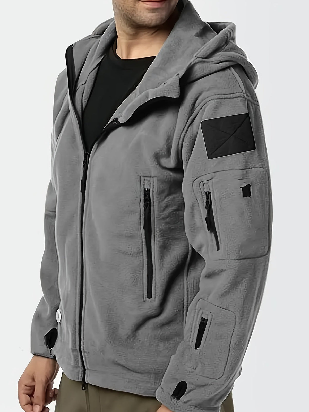 Men's Rugged Hood-Detail Full-Zip Jacket with Zip Pockets – view 4