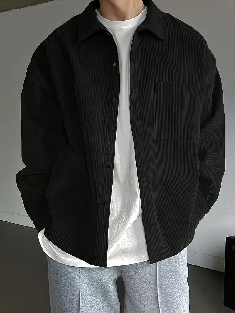 Men's Cord Long-Sleeve Everyday Jacket – Black