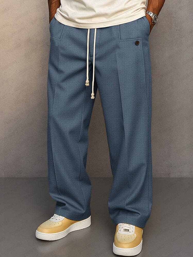 Men's Tie-Waist Fitted Pants – Blue