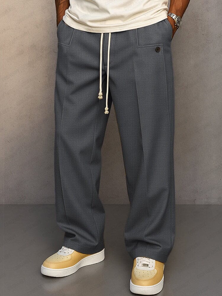 Men's Tie-Waist Fitted Pants – Gray