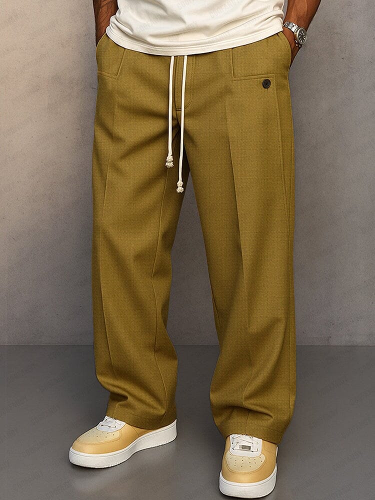 Men's Tie-Waist Fitted Pants – Mustard Yellow