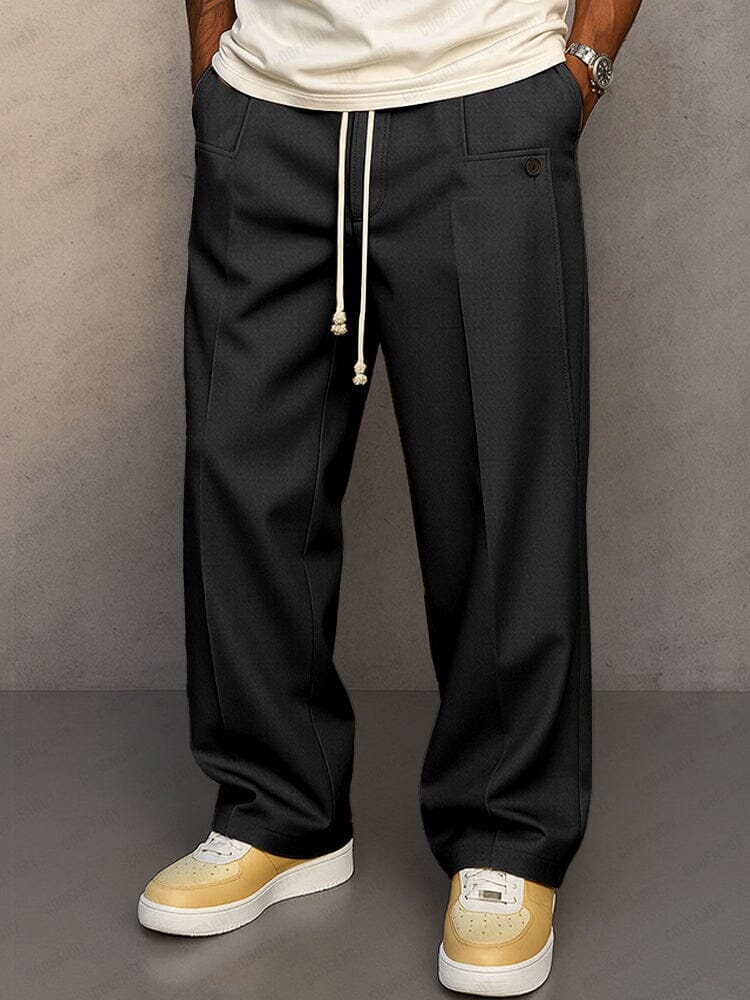 Men's Tie-Waist Fitted Pants – Black