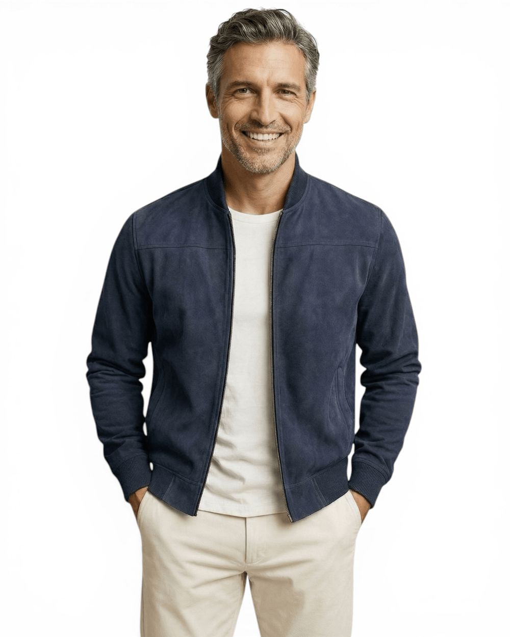 Men's Slim-Cut Suede-Finish Bomber Jacket – view 1