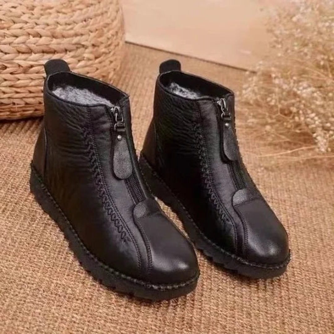 Women's Fleece-Backed Full-Zip Booties – Black