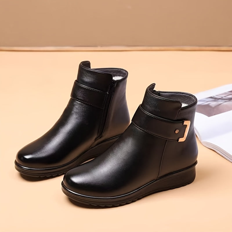 Women's Soft-Lined Flat-Sole Booties with Buckle Detail – view 2