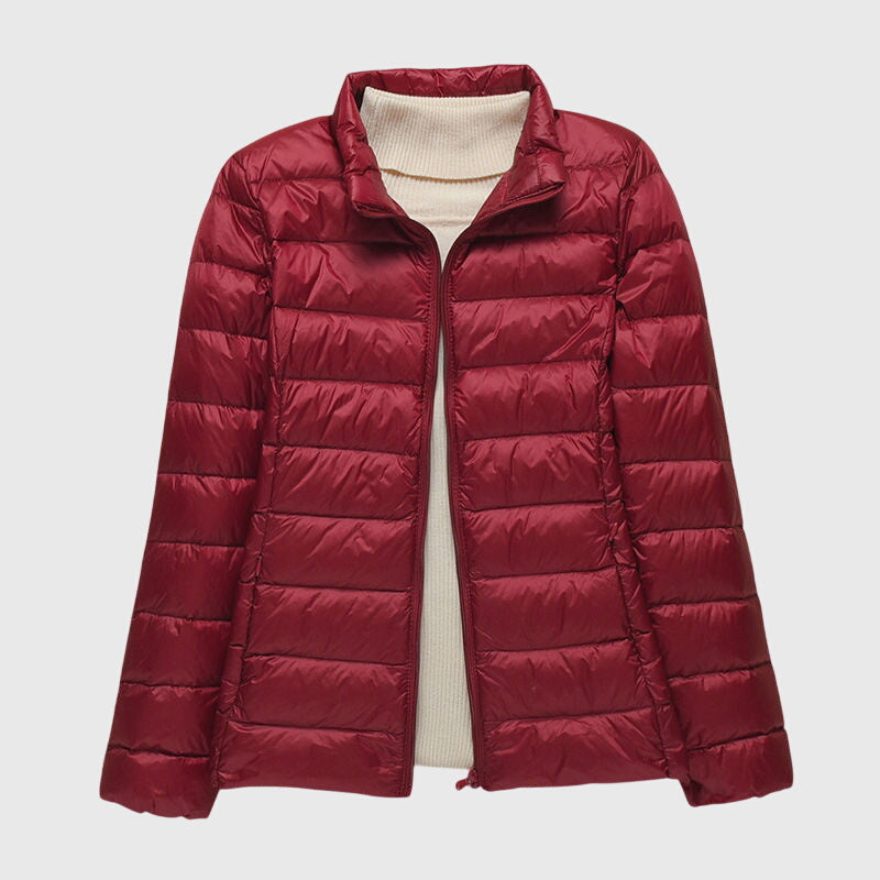 Women's Ultra-Light Stand Collar Padded Jacket – Burgundy