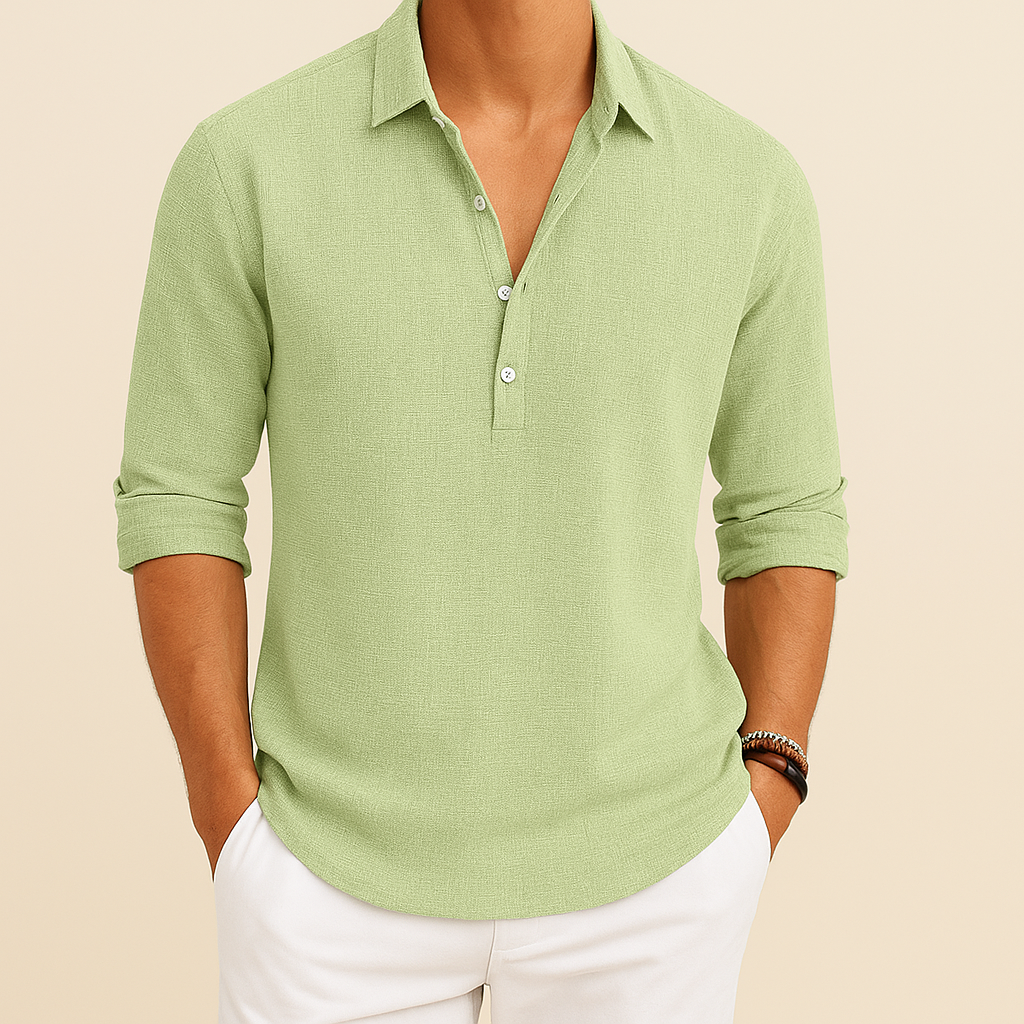 Men's Oversized Long Sleeve Polo Shirt – view 7