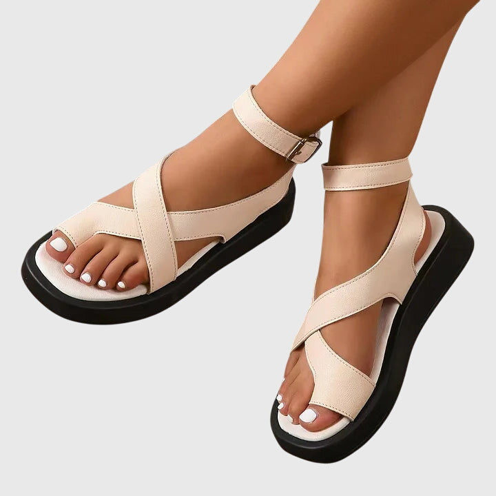 Women's Gladiator Support Sandals with Adjustable Straps – Beige
