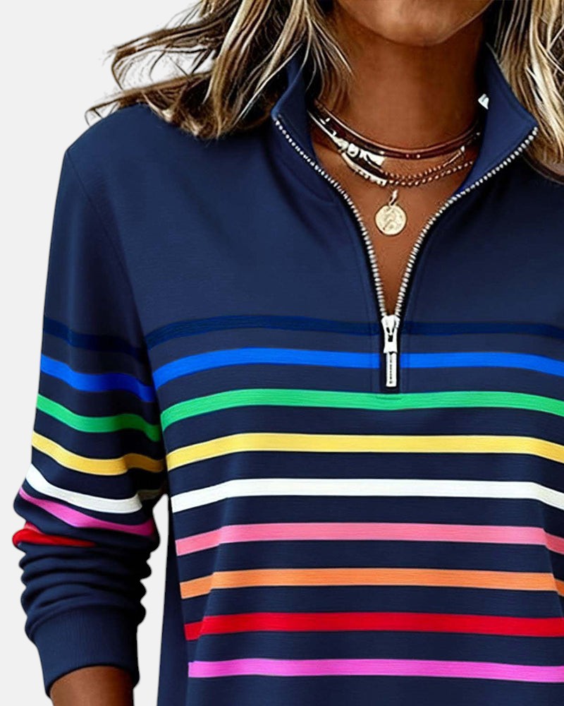 Women's Stripe-Detail Half-Zip Sweatshirt – view 9