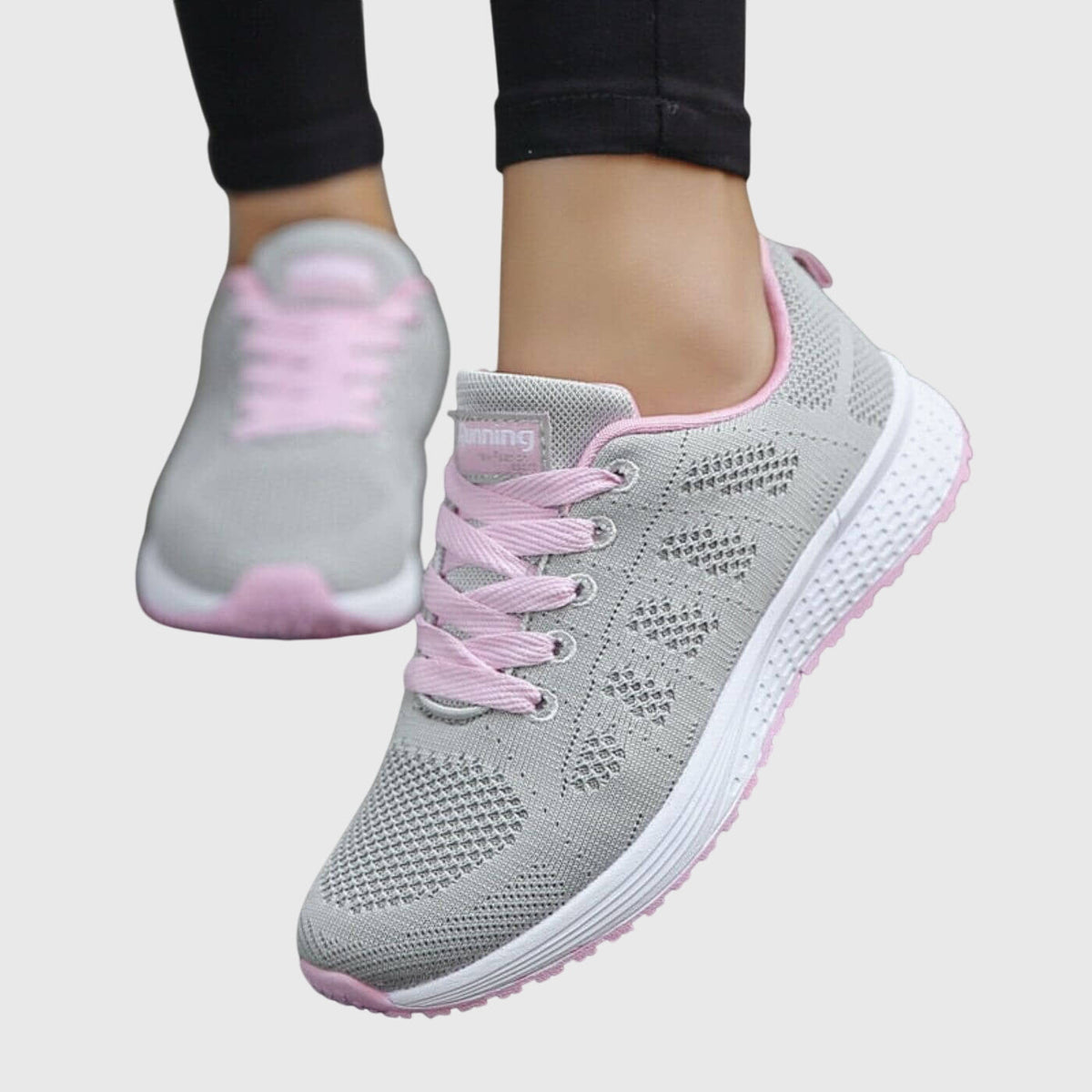 Women's Support Pull-On Comfort Shoes with Arch Support – Gray Pink
