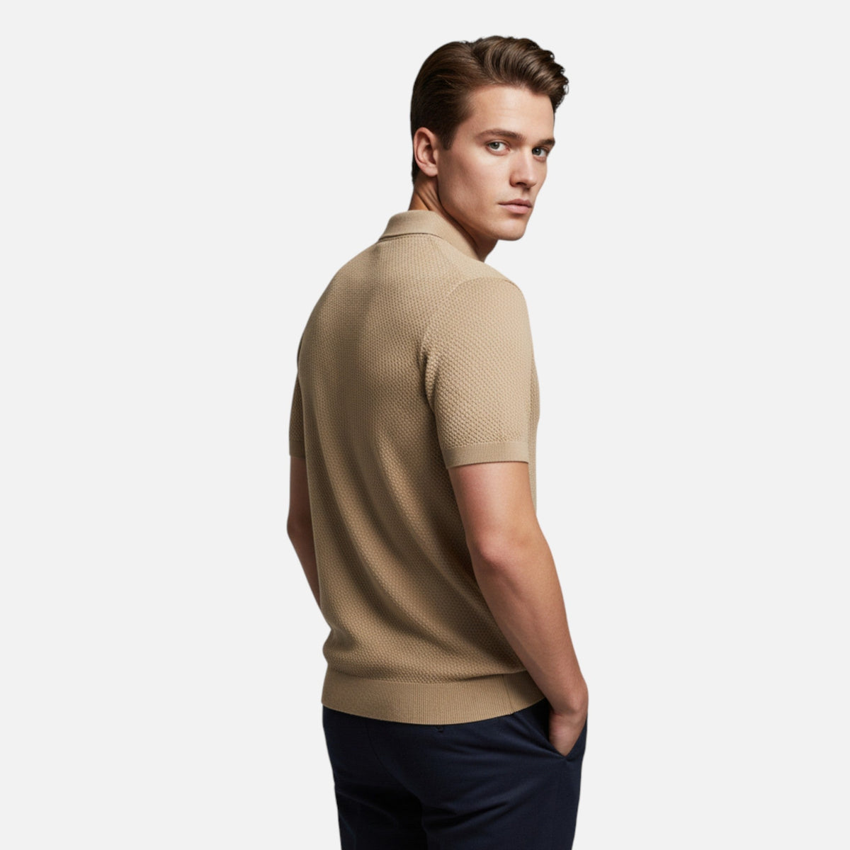 Men's Wool Pineapple Polo Shirt for Evening Wear – view 3