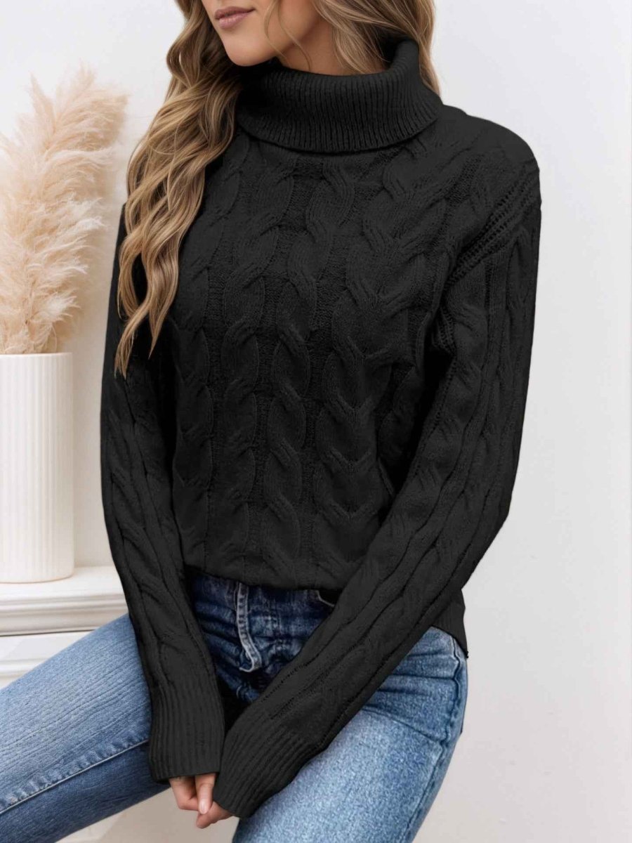 Women's Cable-Stitch Roll-Neck Pullover – view 8