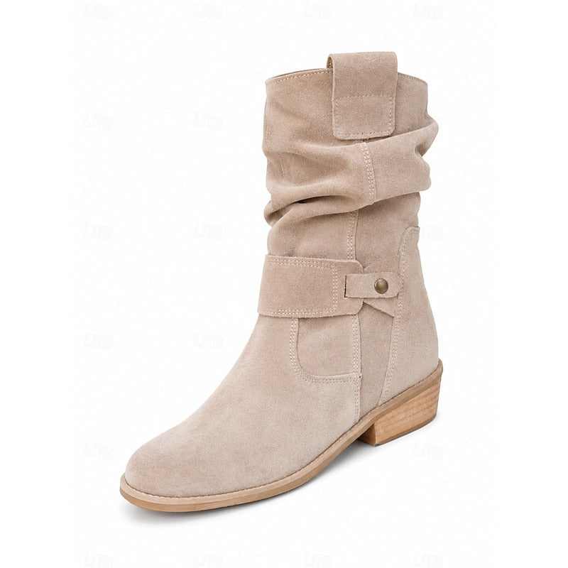 Women's Slouchy Block-Heel Booties with Side Zip – view 4