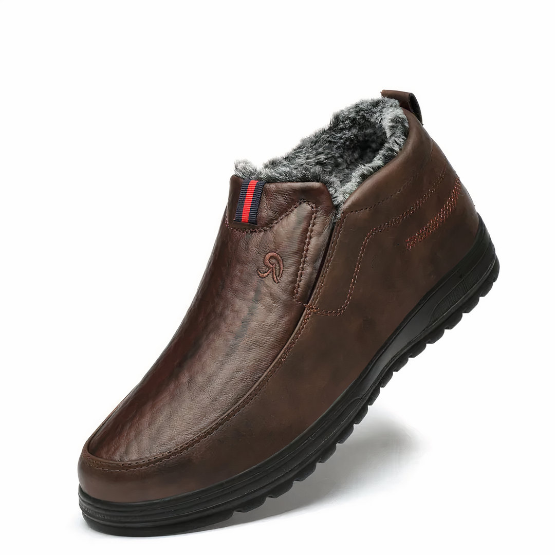 Men's Warm-Lined Easy-On Cold-Weather Ankle Boots – Dark Brown