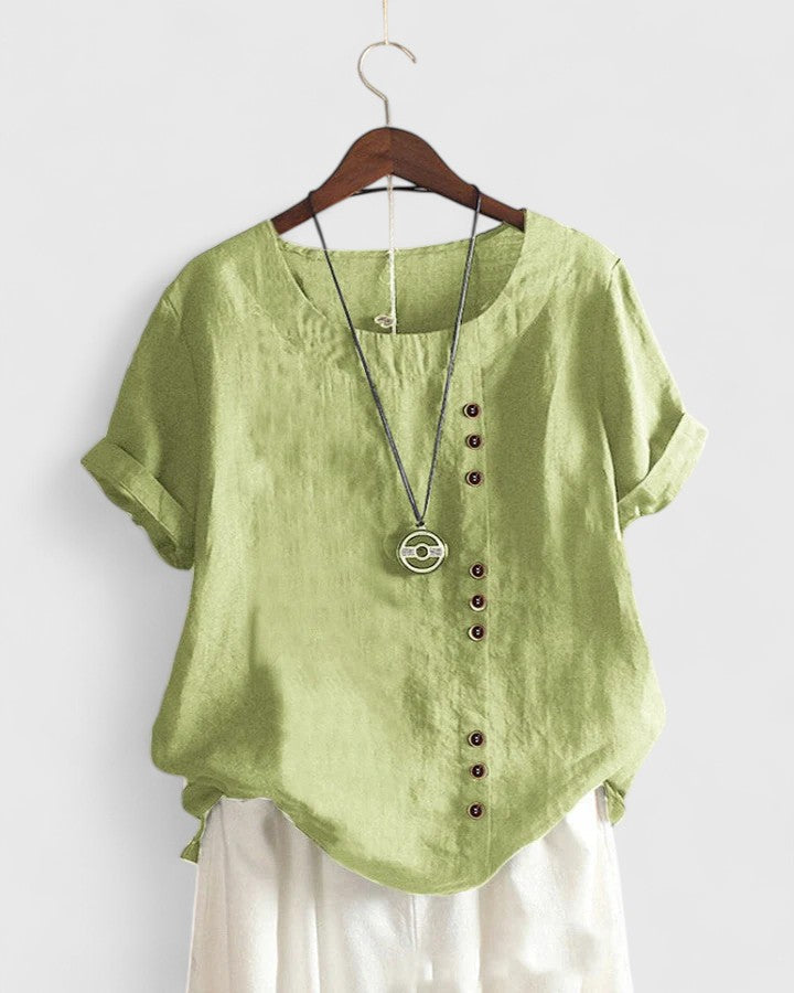 Women's Comfortable Short-Sleeve Blouse for Weekends – Mint Green