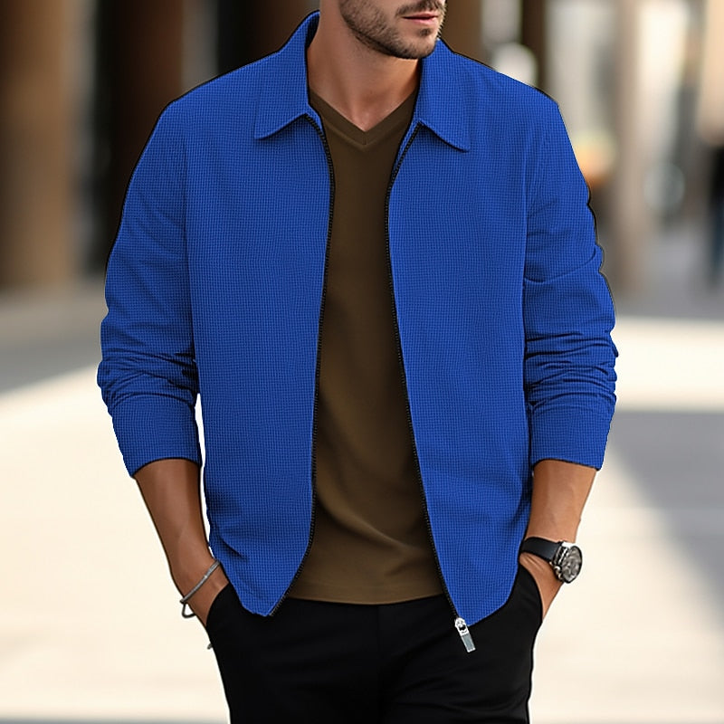 Men's Light-Weight Lapel Overshirt Jacket – Blue
