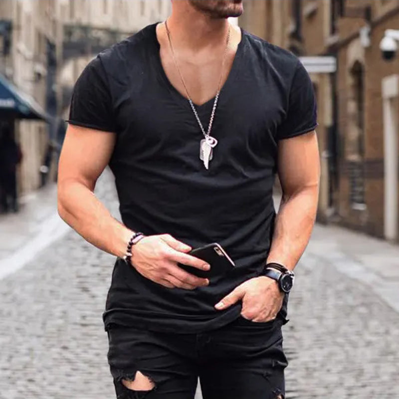 Men's Tailored V-Neckline T-Shirt – Black
