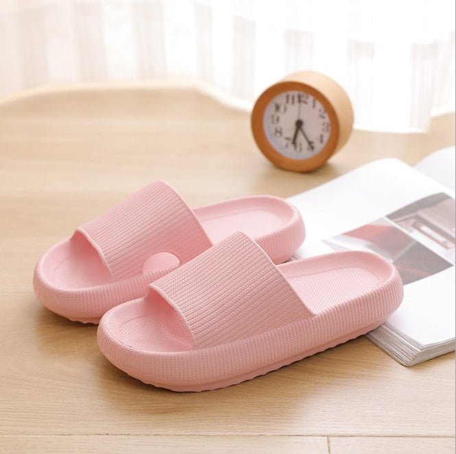 Women's Textured Strap Cushioned Slide Slippers for Walking – Light Pink