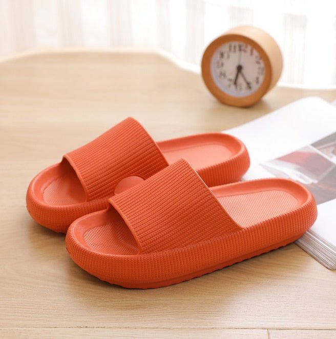 Women's Textured Strap Cushioned Slide Slippers for Walking – Orange