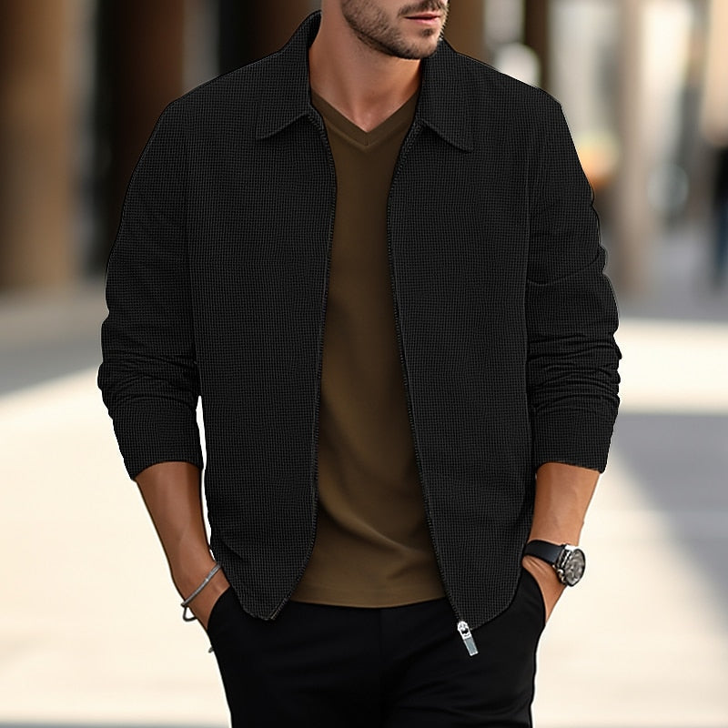 Men's Light-Weight Lapel Overshirt Jacket – Black