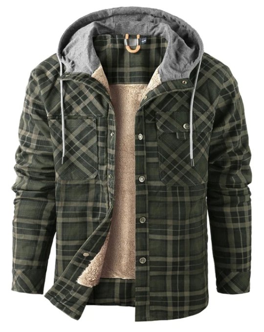 Men's Print-Detail Fleece-Backed Jacket – Army Green