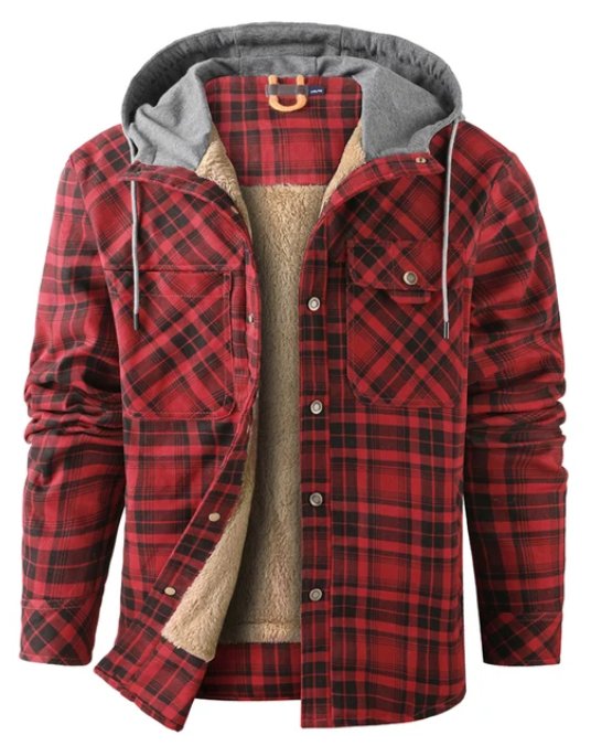 Men's Print-Detail Fleece-Backed Jacket – Red