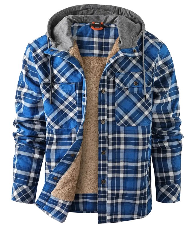 Men's Print-Detail Fleece-Backed Jacket – Blue