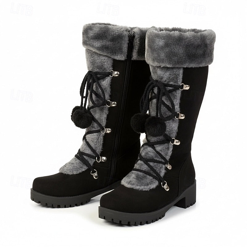 Women's Fur-Trim Laced Mid-Calf Snow Boots – view 5